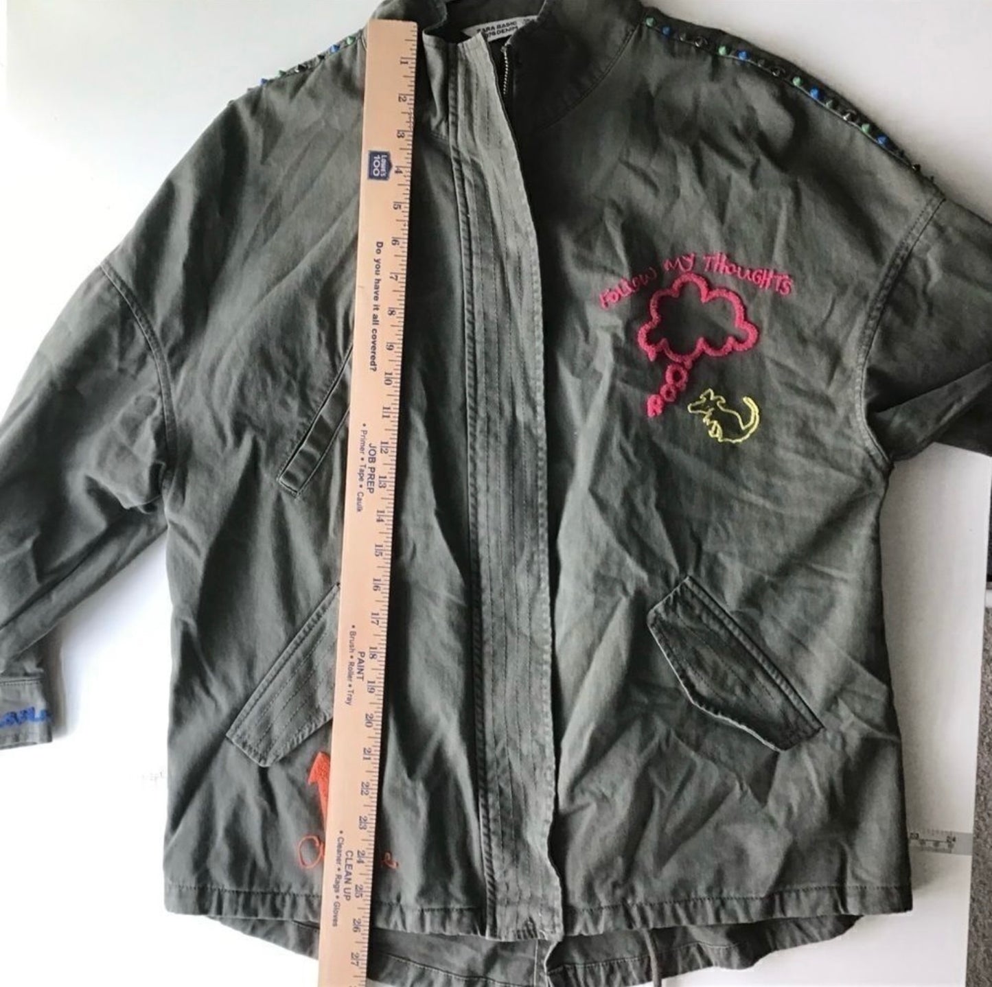 ZARA BASIC Z1975 DENIM XSMALL OLIVE PARKA JACKET