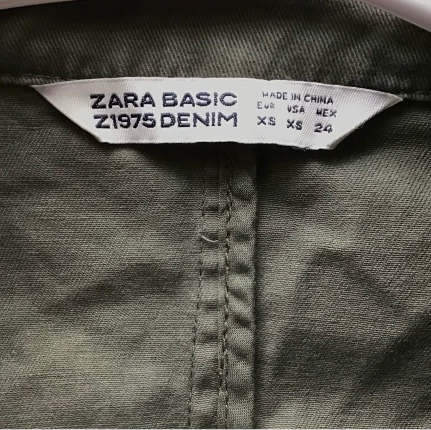 ZARA BASIC Z1975 DENIM XSMALL OLIVE PARKA JACKET